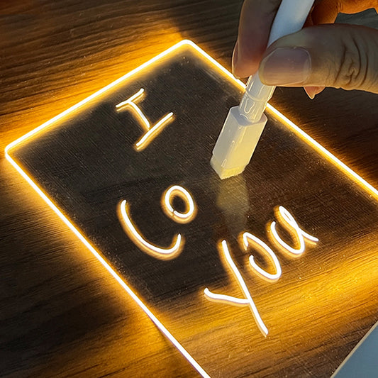 Tablero de Notas Brillante: Luz Nocturna LED con Mensajes Creativos
